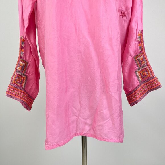 NWOT Johnny Was Butterfly Floral Embroidered Tunic Shirt Blouse Pink Size XL - Picture 9 of 13